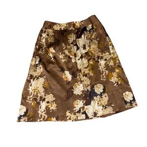 TALBOTS Brown and Beige Floral Print Skirt Size 10